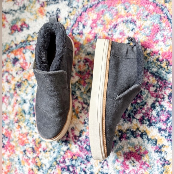 TOMS Women's Paxton Mid Cut Slip-on Forged Iron Grey Suede Faux Fur - Picture 7 of 12